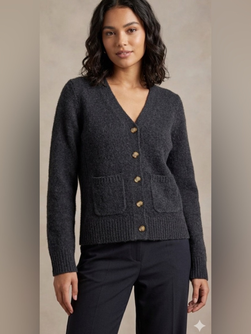 ASOS essential charcoal gray black V-neck cardigan from ASOS DESIGN